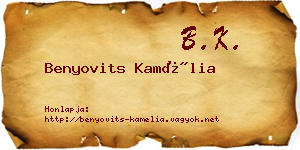 Benyovits Kamélia névjegykártya
